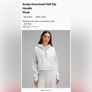 NWOT Lululemon Plush Scuba Oversized Half-Zip Hoodie
